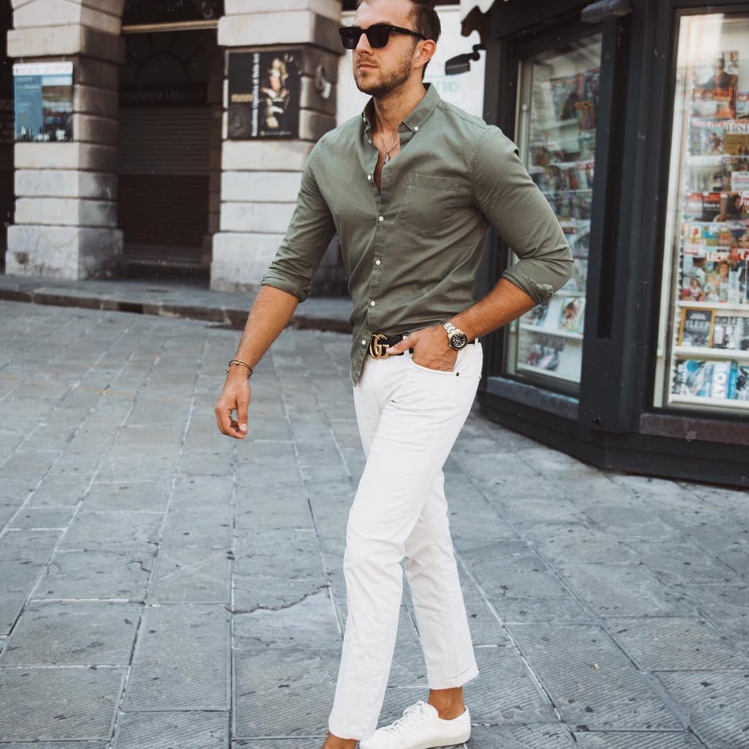 15 Best Green Shirt Matching Pants Ideas | Green Shirt Outfit Men. -  TiptopGents | Mens outfits, Men fashion casual outfits, Mens fashion jeans